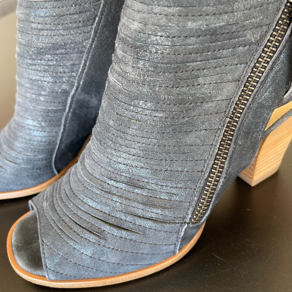 Paul Green Cayanne Indigo Blue Peep-Toe Heel Booties Size 6 US